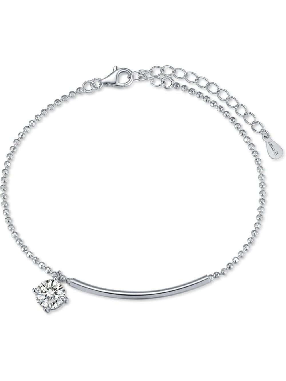 Elegant Moissanite Charm Bracelet for Women - 925 Sterling Silver, Adjustable